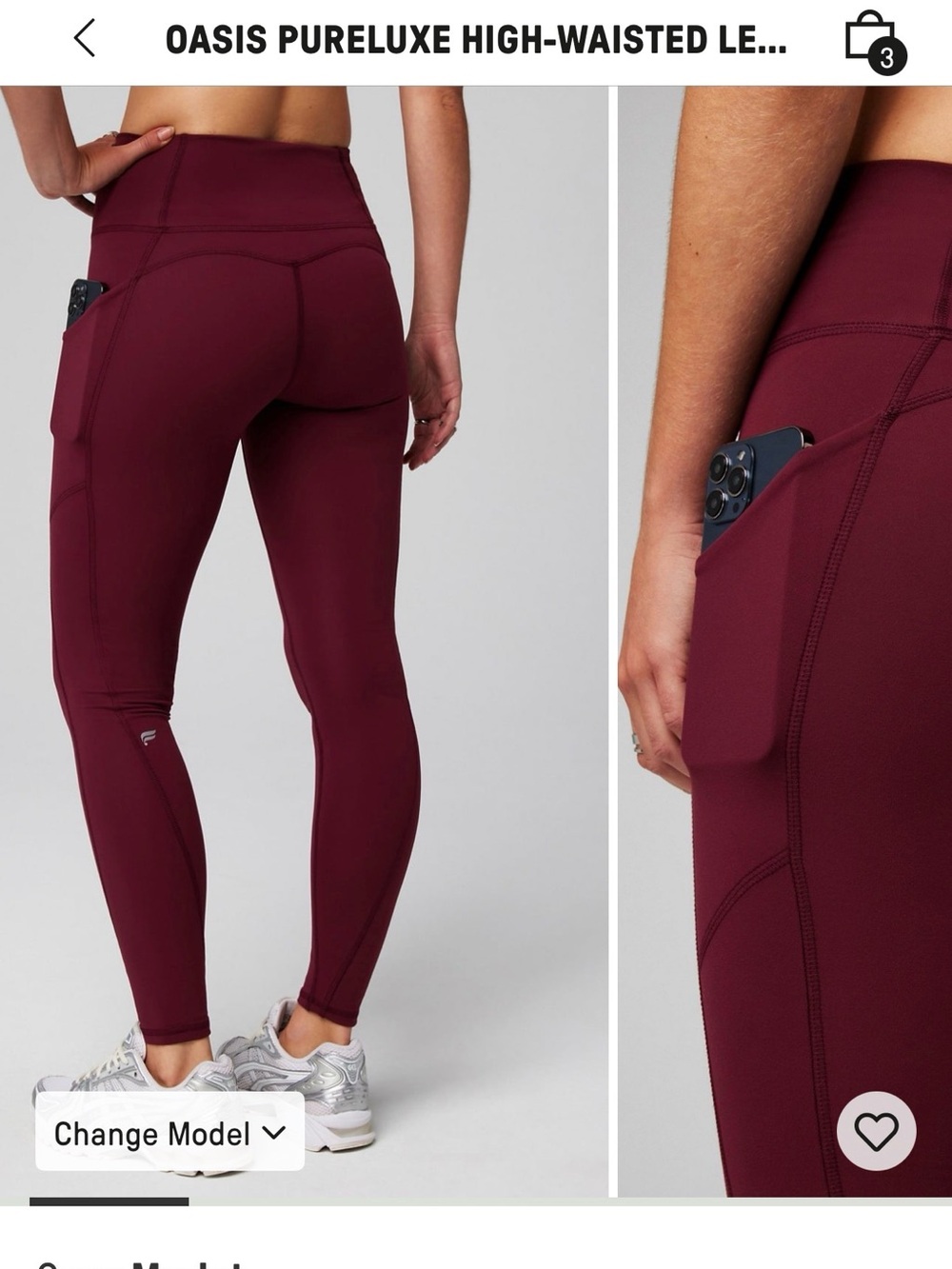 Fabletics Merlot Oasis Pure-luxe pocket 7/8 high waisted Medium EUC BURGUNDY